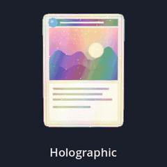 Rainbow holographic film with twinkling glints on a tilting card